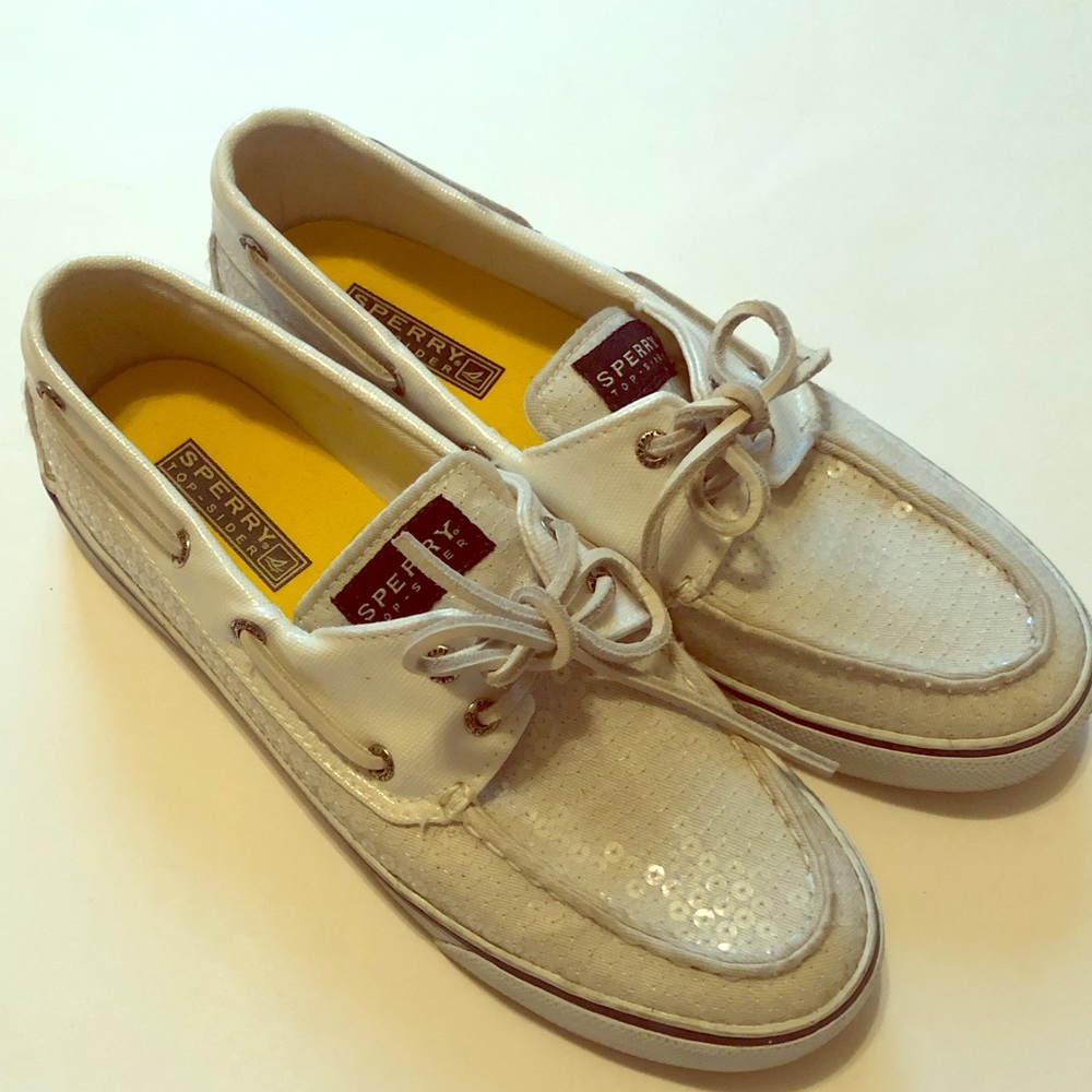 Sperry Bahama White Sequin Shoes